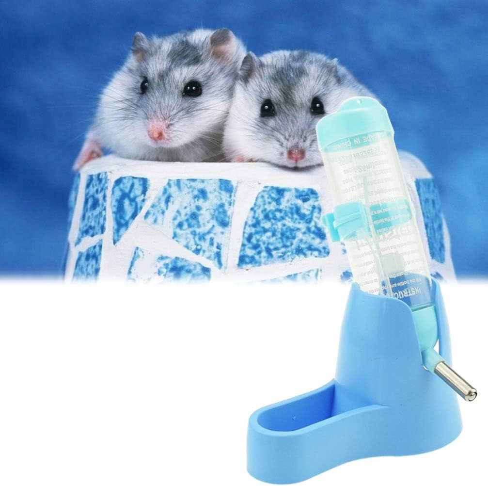 Hamster Water Bottle for an Aquarium Cage,125Ml Pet Dispenser with Base Hut Small Pet Nest Hamster Water Bottle Holder (Blue)