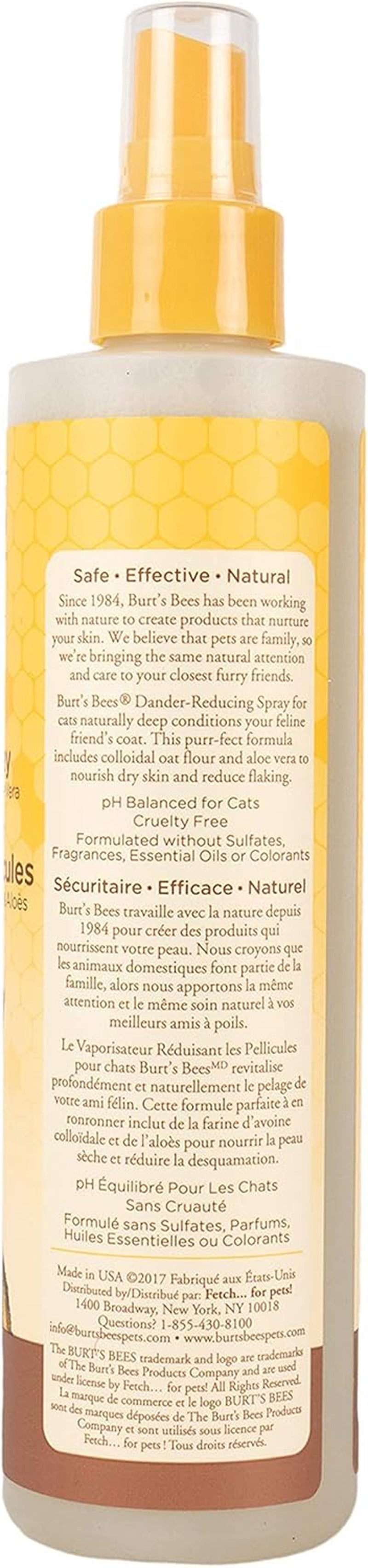 Dander Reducing Cat Spray with Colloidal Oat Flour and Honey - Cat Dander Remover Gives Dry Skin Relief for Cats, Essential Kitten Supplies for Allergy Relief, 10 Fl Oz