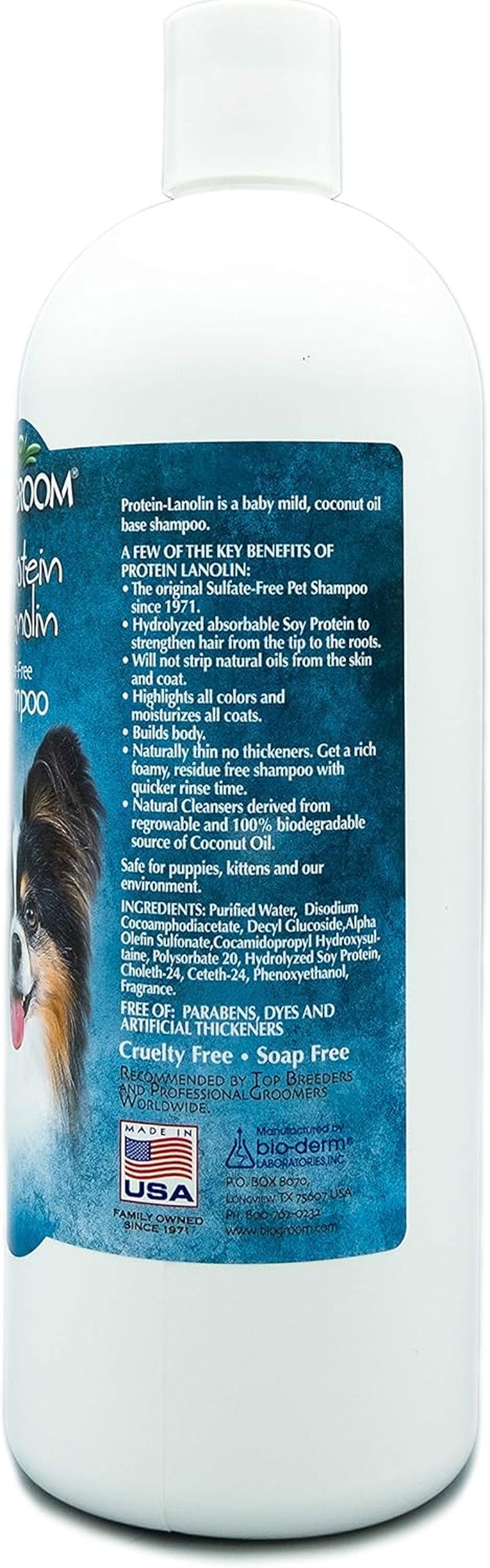 Protein Lanolin Dog Shampoo - Tear-Free Pet Shampoo, Dog Bathing Supplies, Puppy Wash, Cat & Dog Grooming Supplies, Cruelty-Free, Made in USA, Tearless Dog Products - 32 Fl Oz 1-Pack