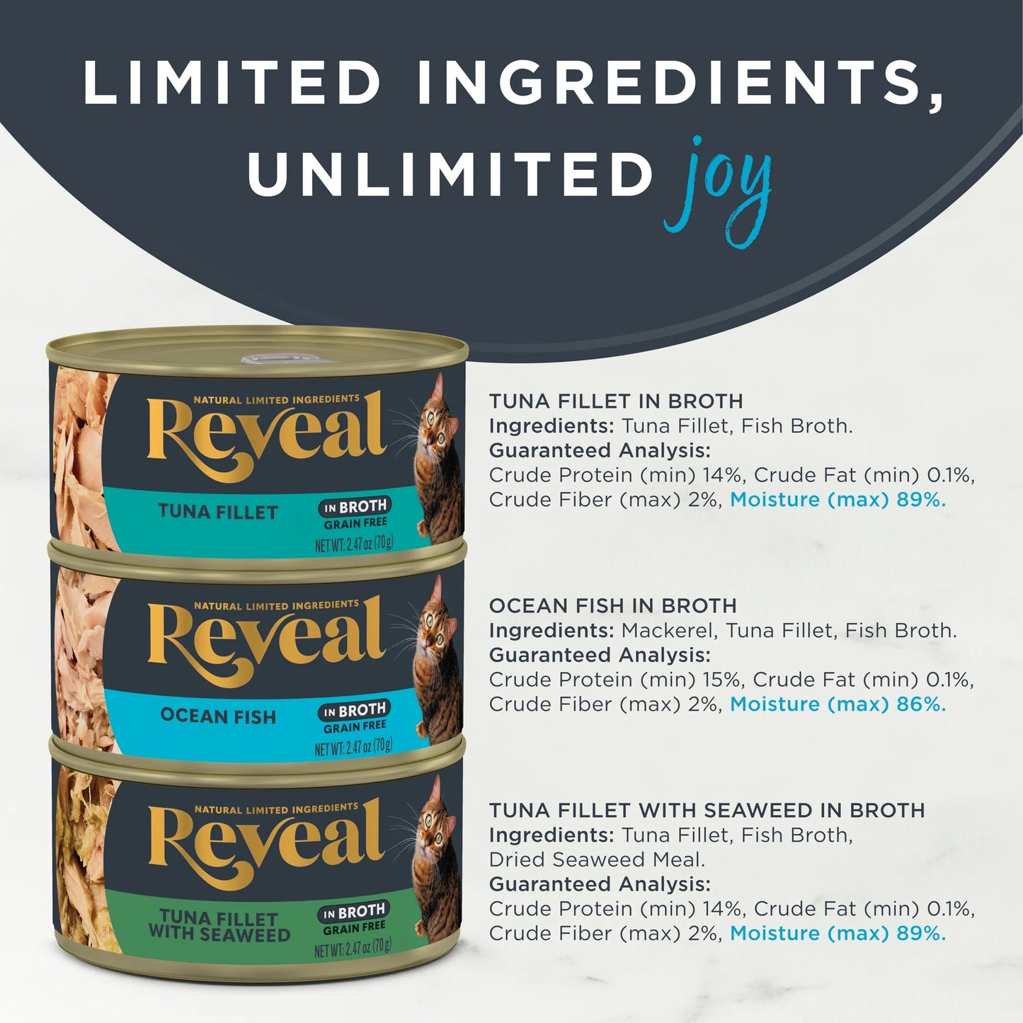 , Natural Wet Cat Food, Fish in Broth Variety Pack, 2.47Oz Can