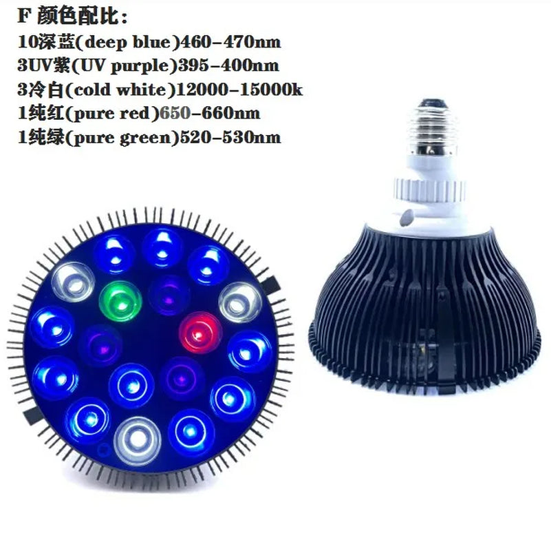 Full Specturm LED Aquarium Reef Light Grow Lamp Fish Tank Bulb for Coral Fish Saltwater Nanotank Plant SPS LPS