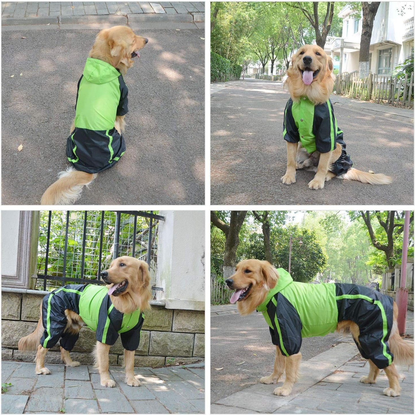 Pet Apparel Large Dog Clothing Raincoat Pet Clothes Rain Coat for Big Large Dogs Red Green Waterproof (L-M, Green)