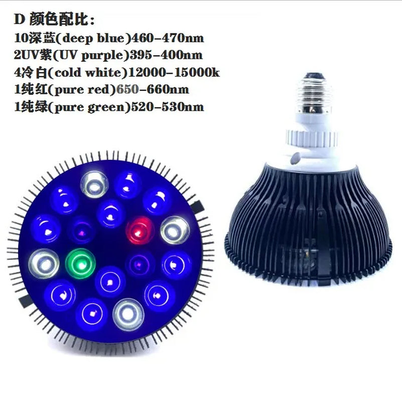 Full Specturm LED Aquarium Reef Light Grow Lamp Fish Tank Bulb for Coral Fish Saltwater Nanotank Plant SPS LPS