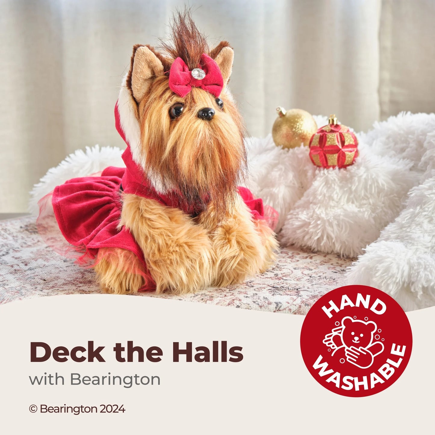 Bearington Yuletide Yorkie Stuffed Dog, 13 Inch Christmas Stuffed Animals for Kids