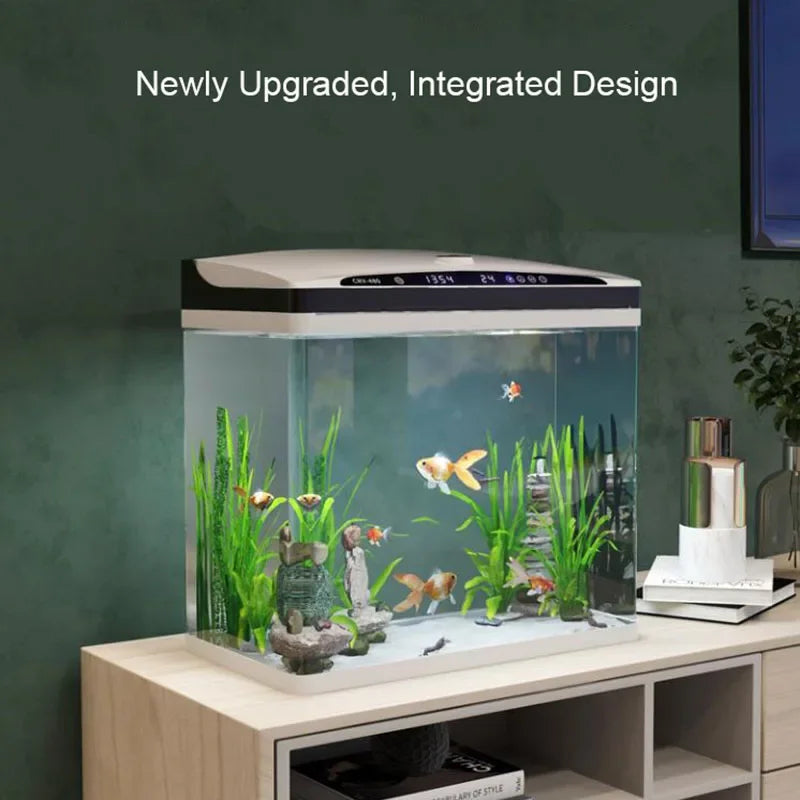 Intelligent Fish Tank with Water Pump Fish Lighting Heate Decorative Silent Mini Fish Tank for Tabletop Display Decoration