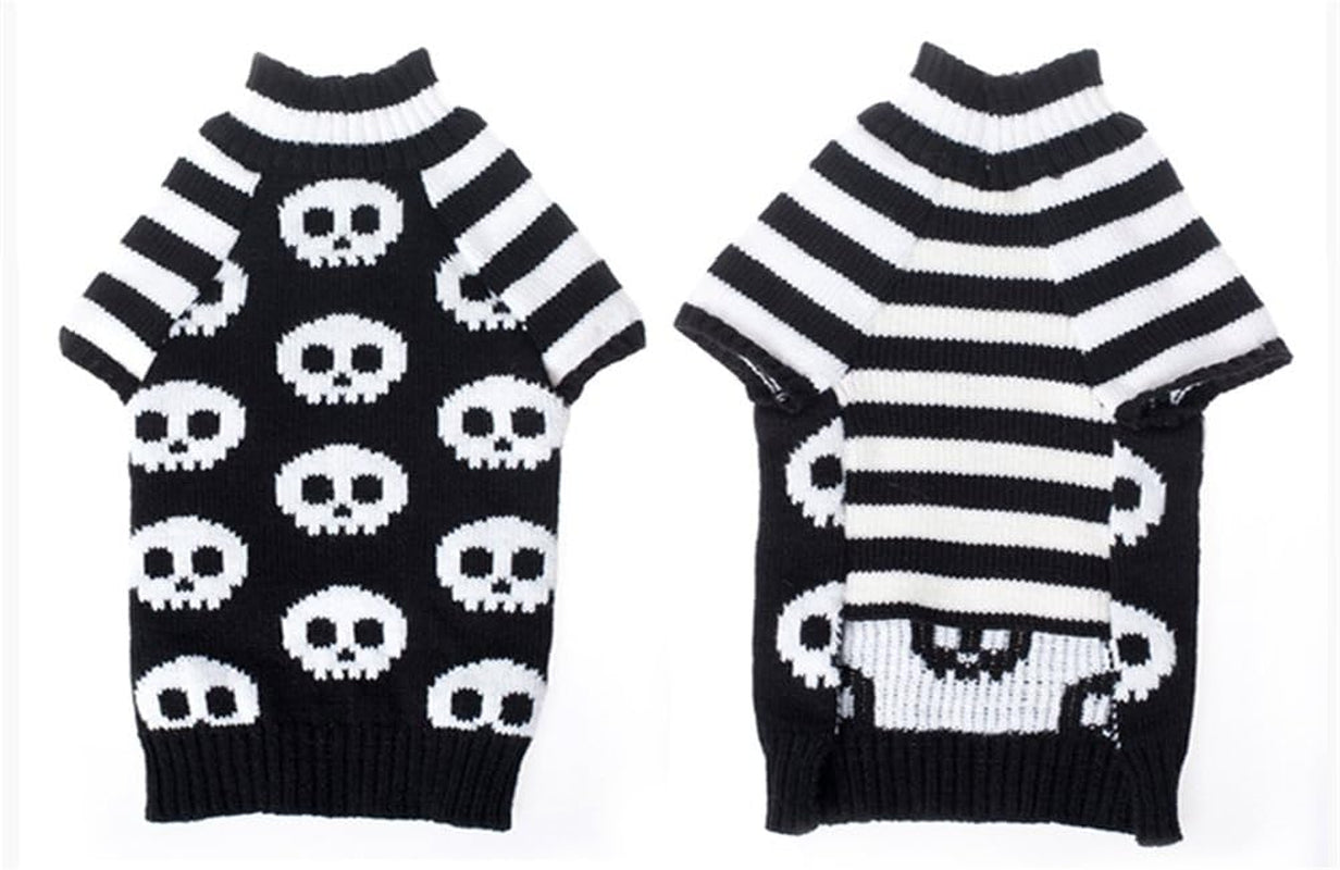 Pet Sweaters Skeleton Sweater the Cat Dog Clothes Pet Clothing Little Puppy Dog Sweaters (Small) Black