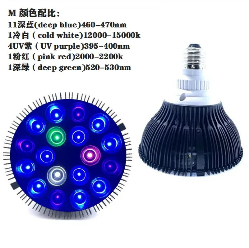 Full Specturm LED Aquarium Reef Light Grow Lamp Fish Tank Bulb for Coral Fish Saltwater Nanotank Plant SPS LPS