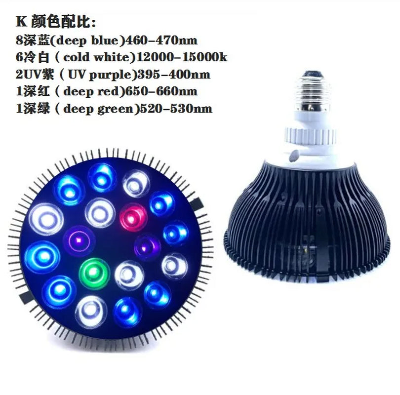 Full Specturm LED Aquarium Reef Light Grow Lamp Fish Tank Bulb for Coral Fish Saltwater Nanotank Plant SPS LPS