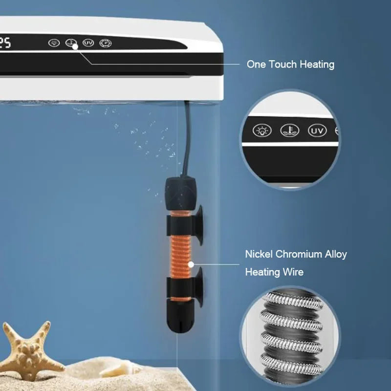 Intelligent Fish Tank with Water Pump Fish Lighting Heate Decorative Silent Mini Fish Tank for Tabletop Display Decoration