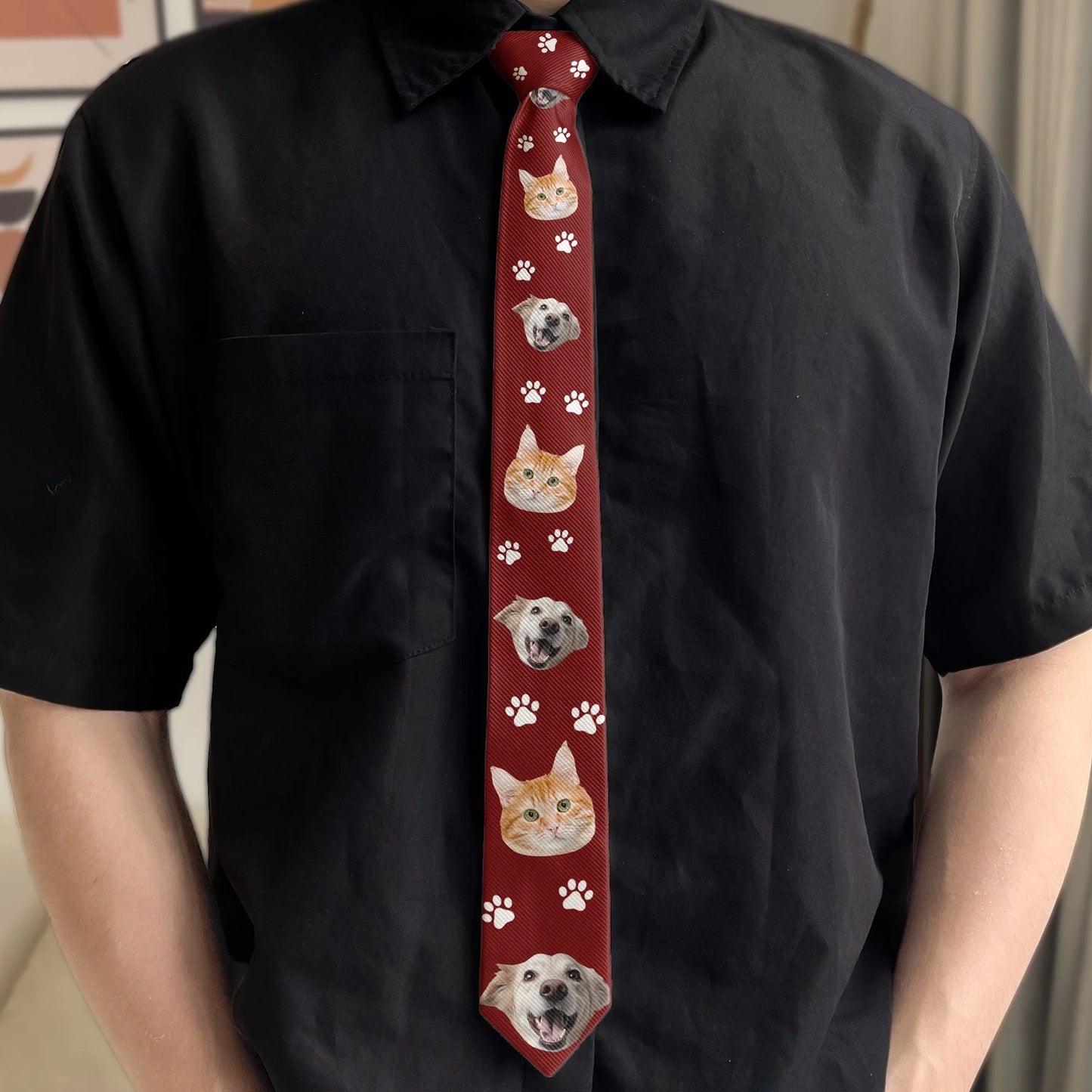 Gift for Pet Lover Dog Cat Face Custom Photo - Custom Photo Tie