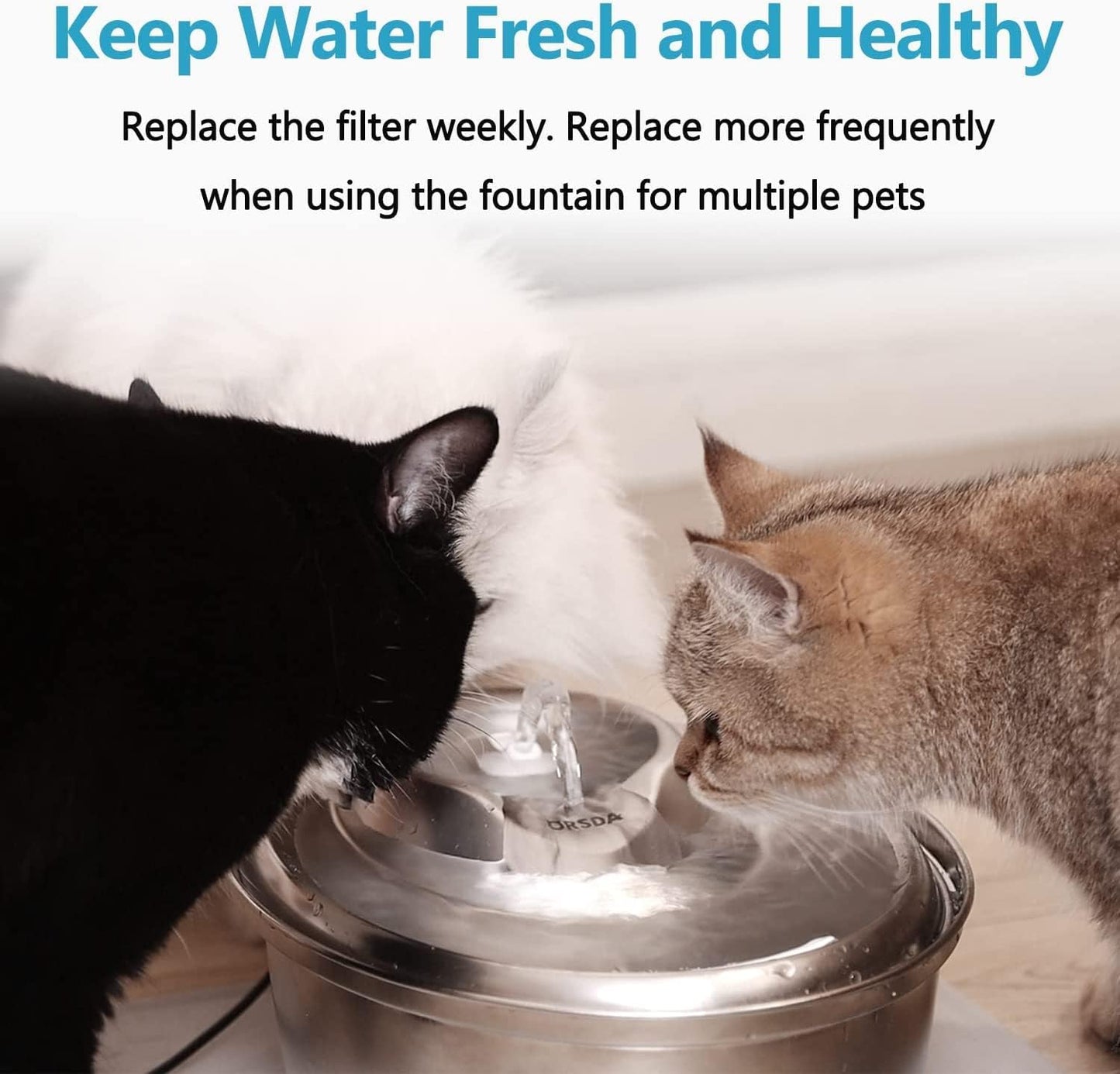 Cat Water Fountain Filter, 6 Pack Replacement Filters for 67Oz/2L Automatic Pet Fountain - 3 Triple Filtration System