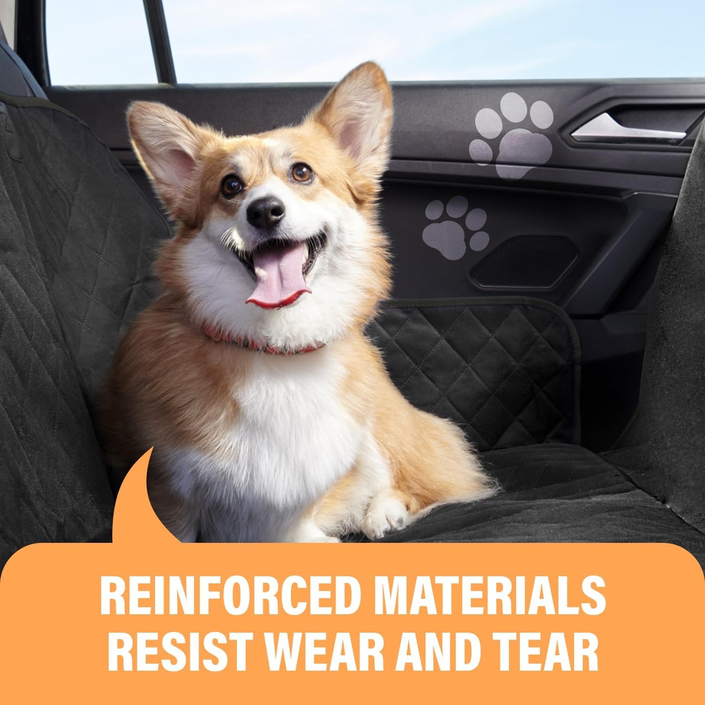 Dog Car Seat Cover for Back Seat, Waterproof Pet Hammock Protector, Durable Nonslip Seat Protection SUV Truck, Standard 53"X56", Black