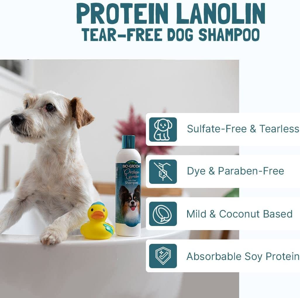 Protein Lanolin Dog Shampoo - Tear-Free Pet Shampoo, Dog Bathing Supplies, Puppy Wash, Cat & Dog Grooming Supplies, Cruelty-Free, Made in USA, Tearless Dog Products - 32 Fl Oz 1-Pack