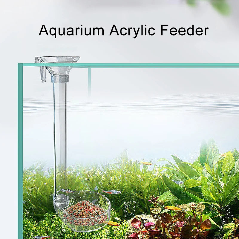 Acrylic Aquarium Fish Feeder Transparent Tube Multifunctional Large Capacity Fish Tank Food Dispenser for Aquarium Tank Shrimp