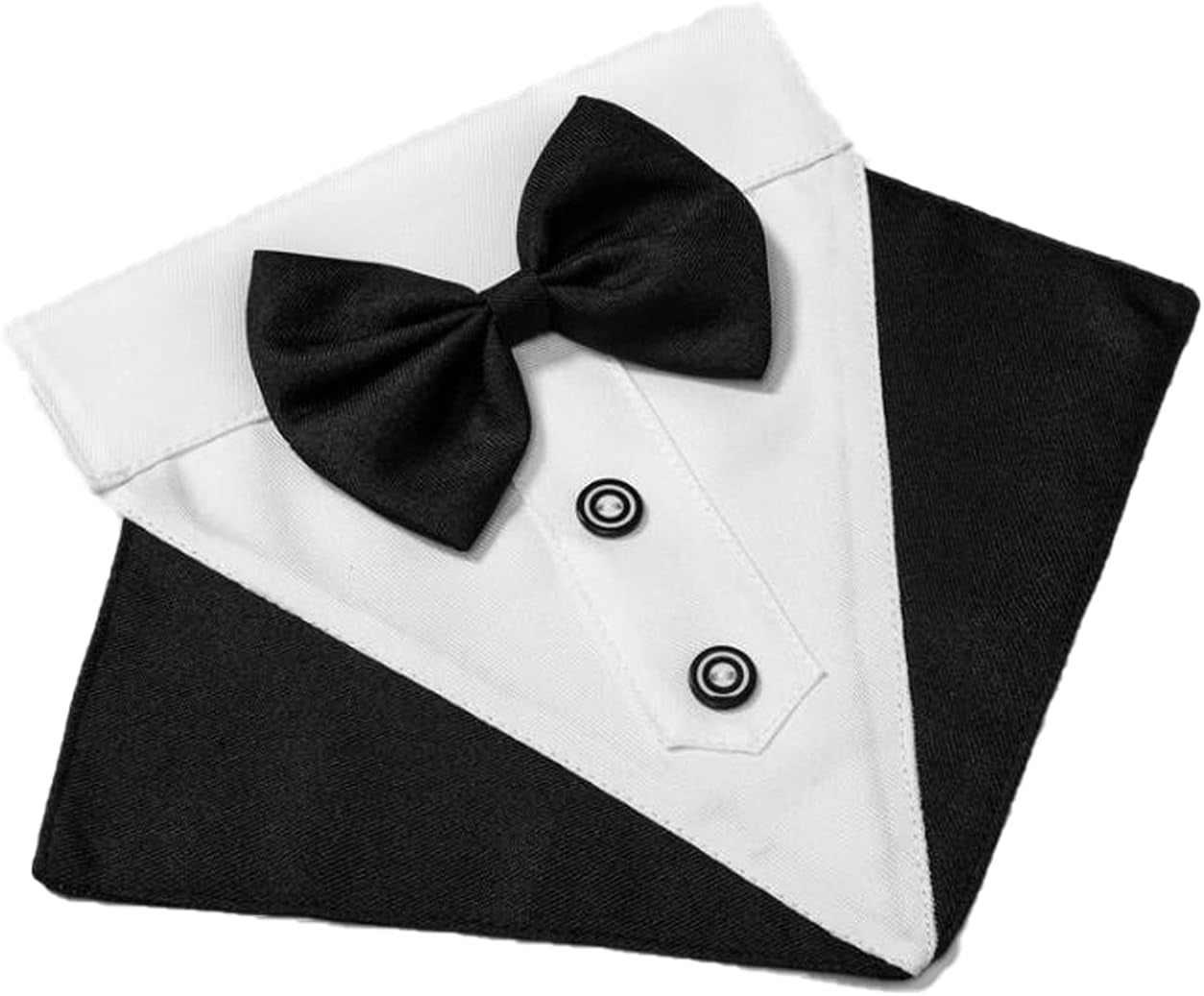 Formal Dog Tuxedo Bandana Collar with Bow Tie, Black, S