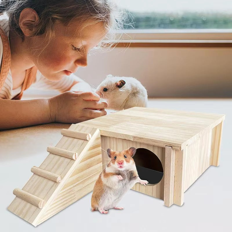 Wooden Hamster Hiding House Pets House Accessories Hamster Hiding Corner House Cage Accessories for Hamster Syrian Hamsters