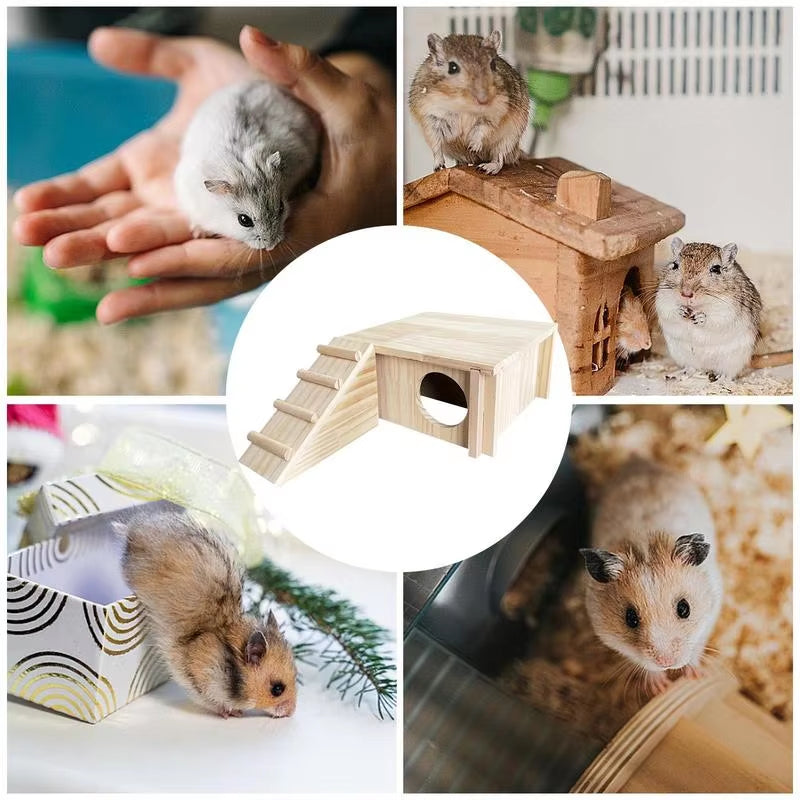 Wooden Hamster Hiding House Pets House Accessories Hamster Hiding Corner House Cage Accessories for Hamster Syrian Hamsters
