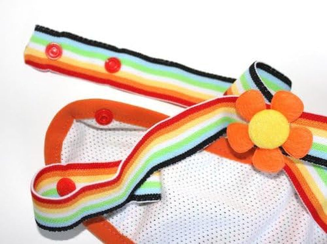 Striped Pet Dog Diaper with Suspenders Reusable Washable Stay on Female Girl for Small Dog Breeds (#14 Waist 14"- 17" Length 12" - 14")