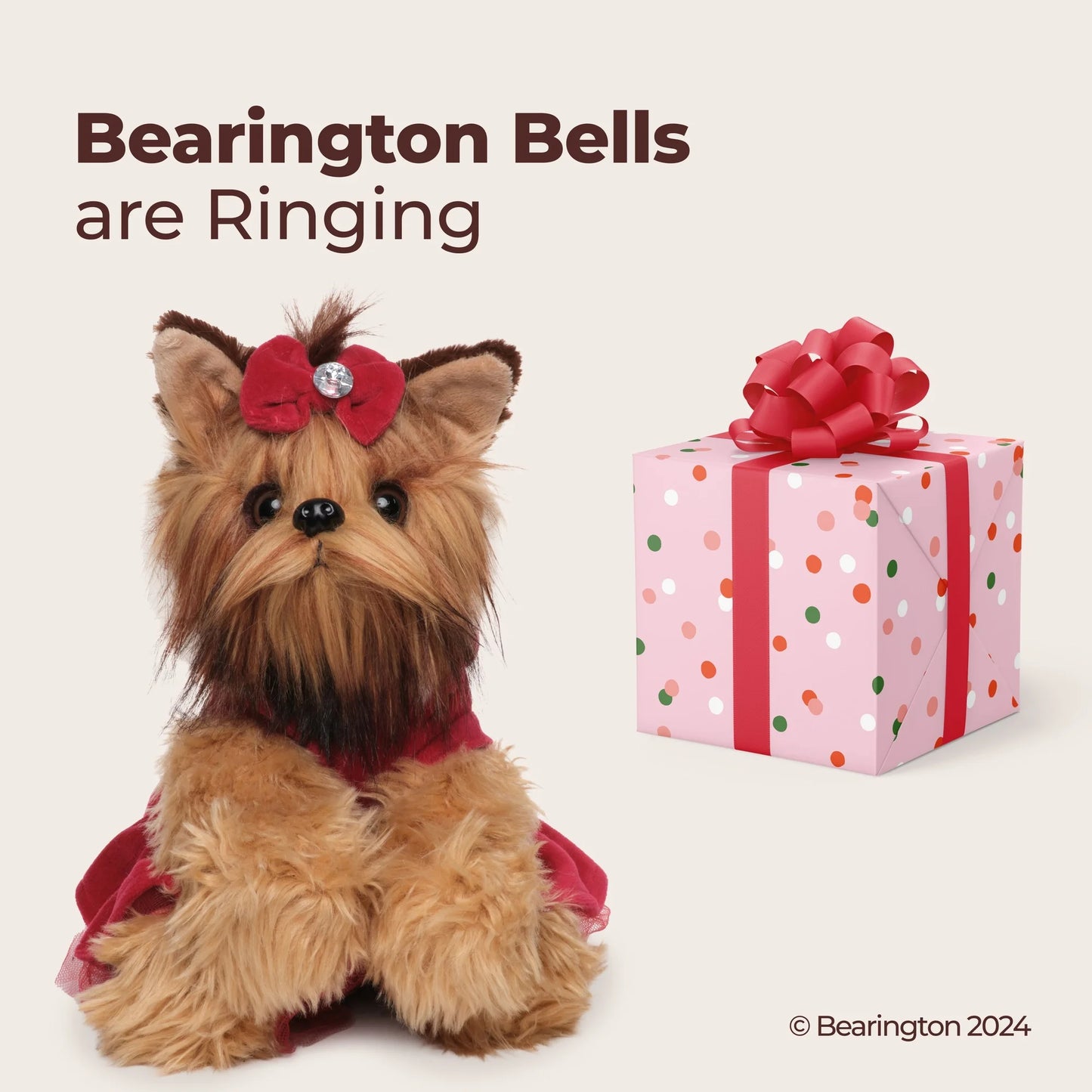 Bearington Yuletide Yorkie Stuffed Dog, 13 Inch Christmas Stuffed Animals for Kids