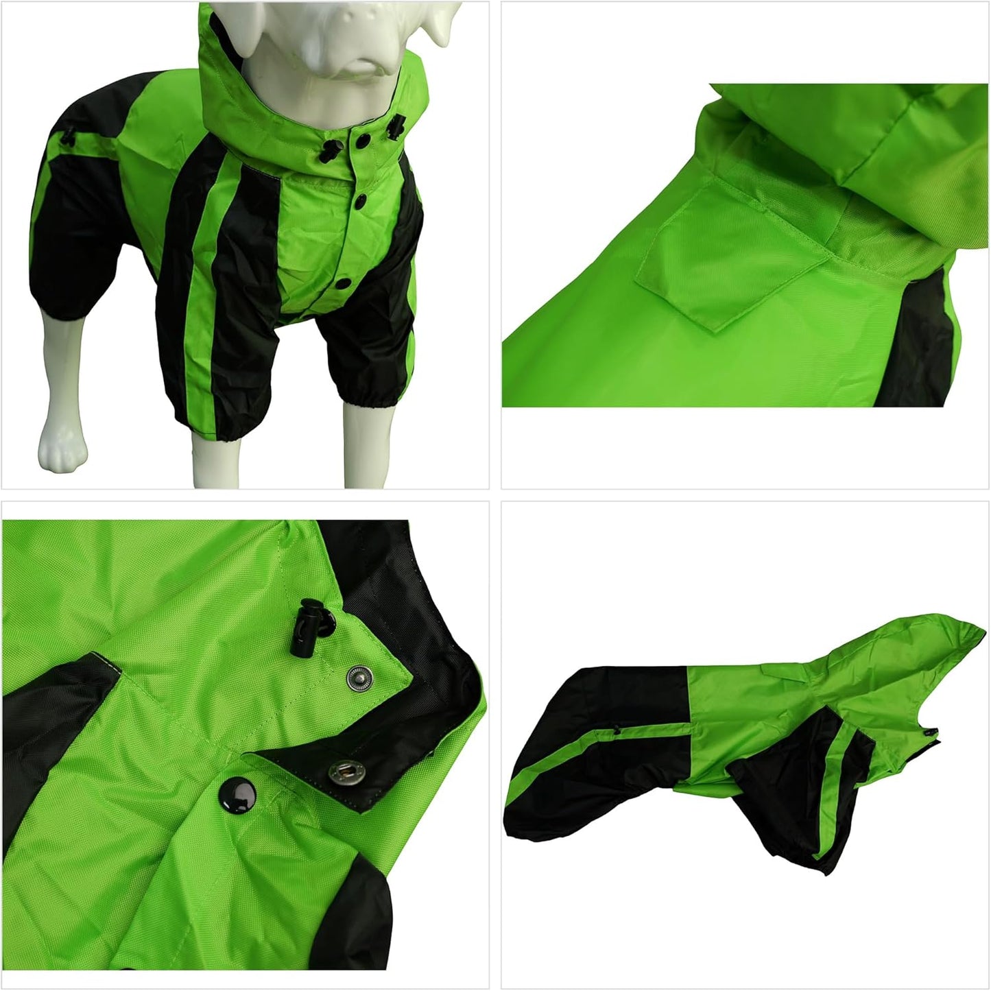 Pet Apparel Large Dog Clothing Raincoat Pet Clothes Rain Coat for Big Large Dogs Red Green Waterproof (L-M, Green)