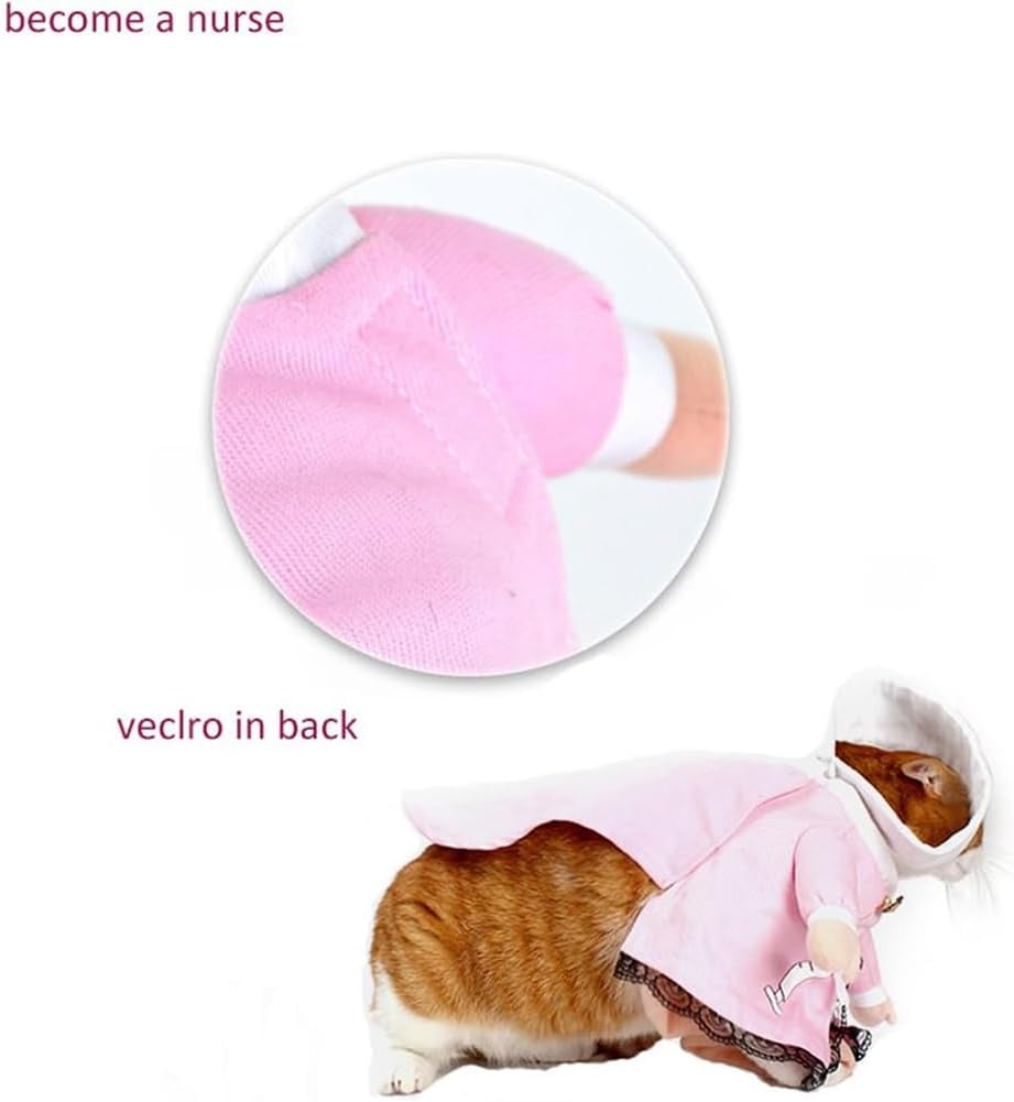 Cat Nurse Costume Small Dog Halloween Costume Pet Clothing Halloween Jeans Outfit Apparel (L, Nurse)