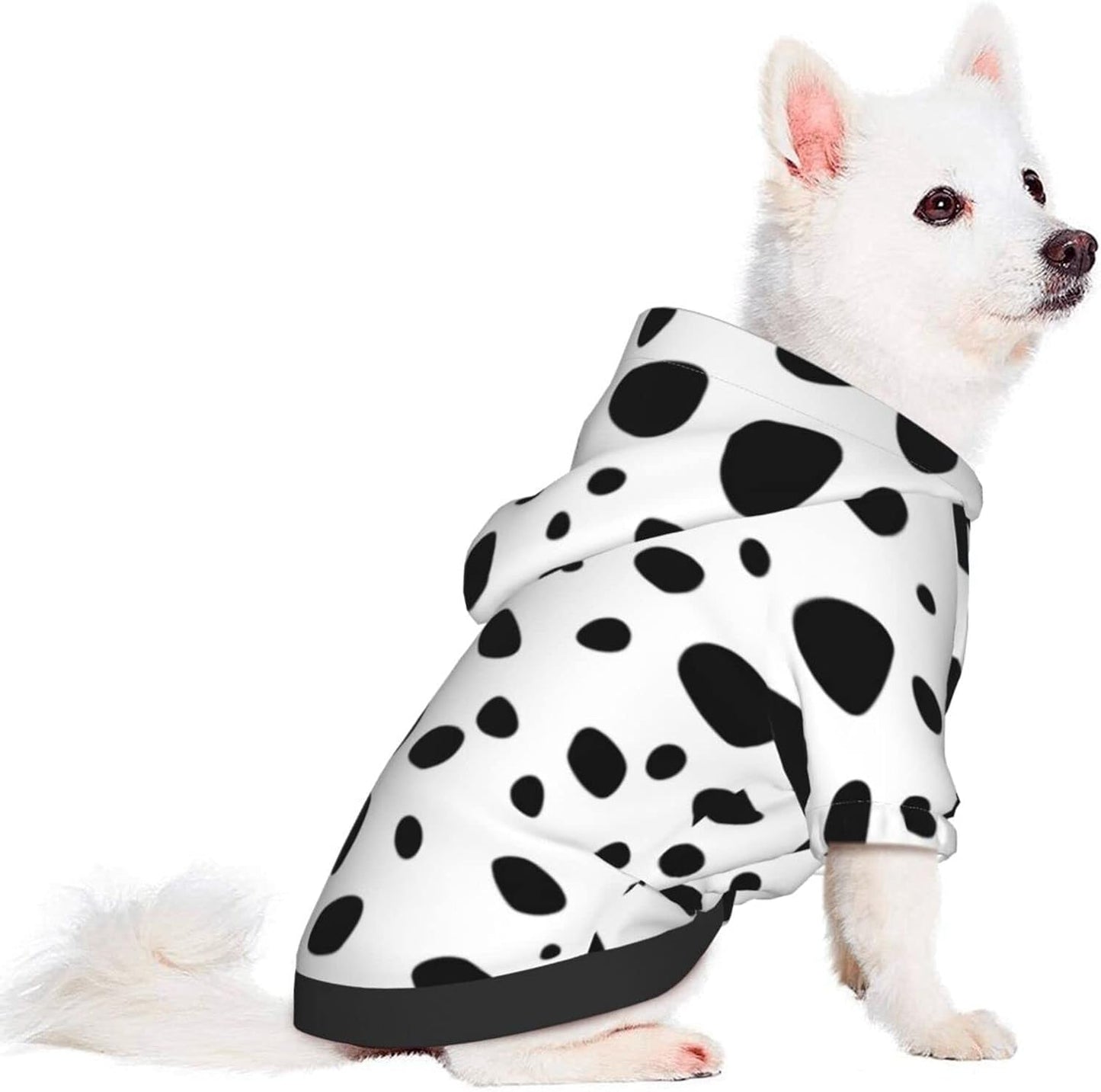 Fashion Pet Dog Cat Hoodies, Dalmation Print Pet Clothes Puppy Winter Sweatshirt Warm Sweater Coat Jacket XS