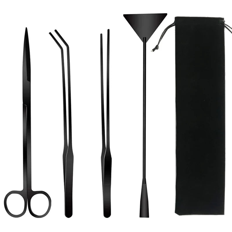 4-IN-1 Aquarium Tools Set Aquascape Anti-Rust Aquatic Plant Tool Stainless Steel Tweezers Scissors Spatula Fish Tank Accessories