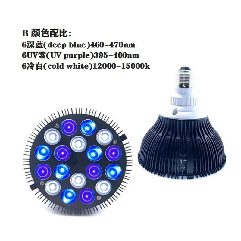 Full Specturm LED Aquarium Reef Light Grow Lamp Fish Tank Bulb for Coral Fish Saltwater Nanotank Plant SPS LPS