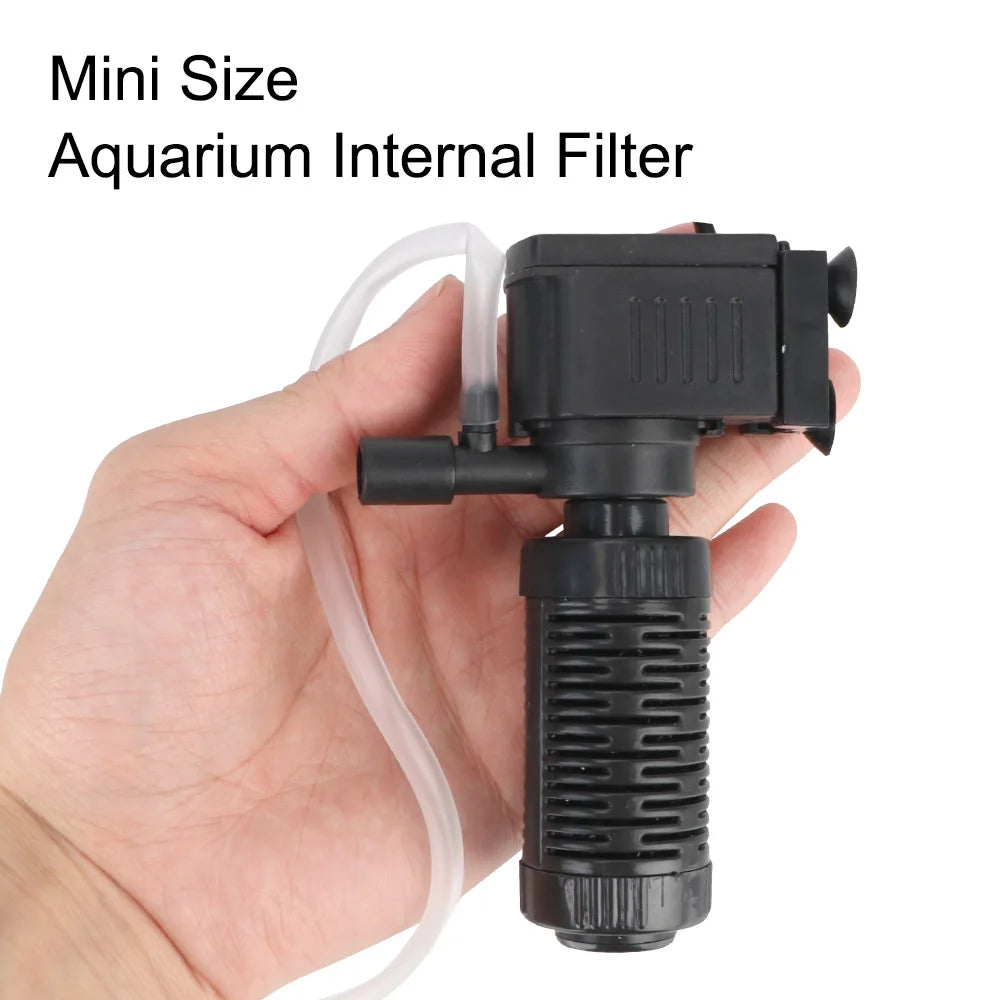 3 in 1 Filter Water Purifier Oxygenation Submersible Filtration Mini Fish Tank Filter for Aquarium Fish Tank