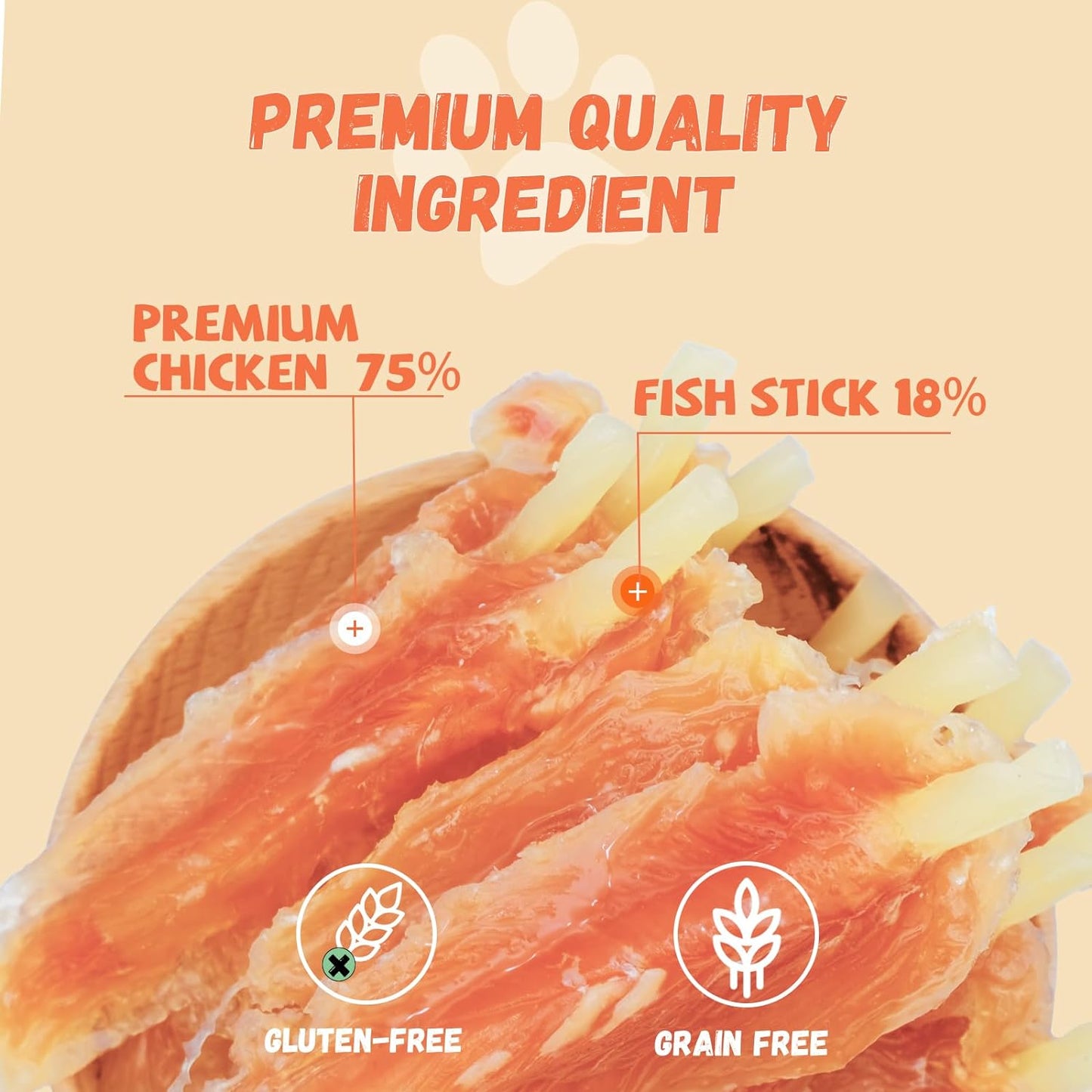 Dog Treats Chicken Tender Wrapped Cod Sticks, Rawhide-Free High Protein Dog Jerky Soft Chews, Healthy Training Snacks for Small Medium Large Dogs, 9-10 Counts, 10.58 OZ