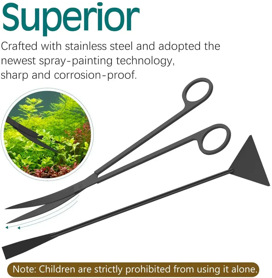 4-IN-1 Aquarium Tools Set Aquascape Anti-Rust Aquatic Plant Tool Stainless Steel Tweezers Scissors Spatula Fish Tank Accessories