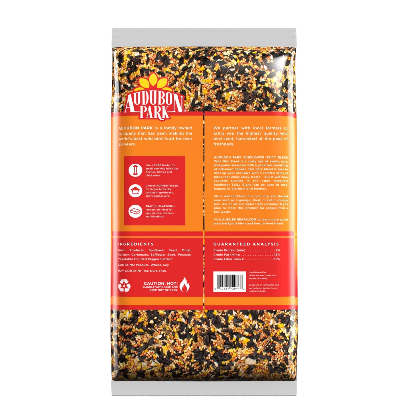 Sunflower Spicy Blend Wild Bird Food, Dry, 1 Count per Pack, 5 Lb. Bag