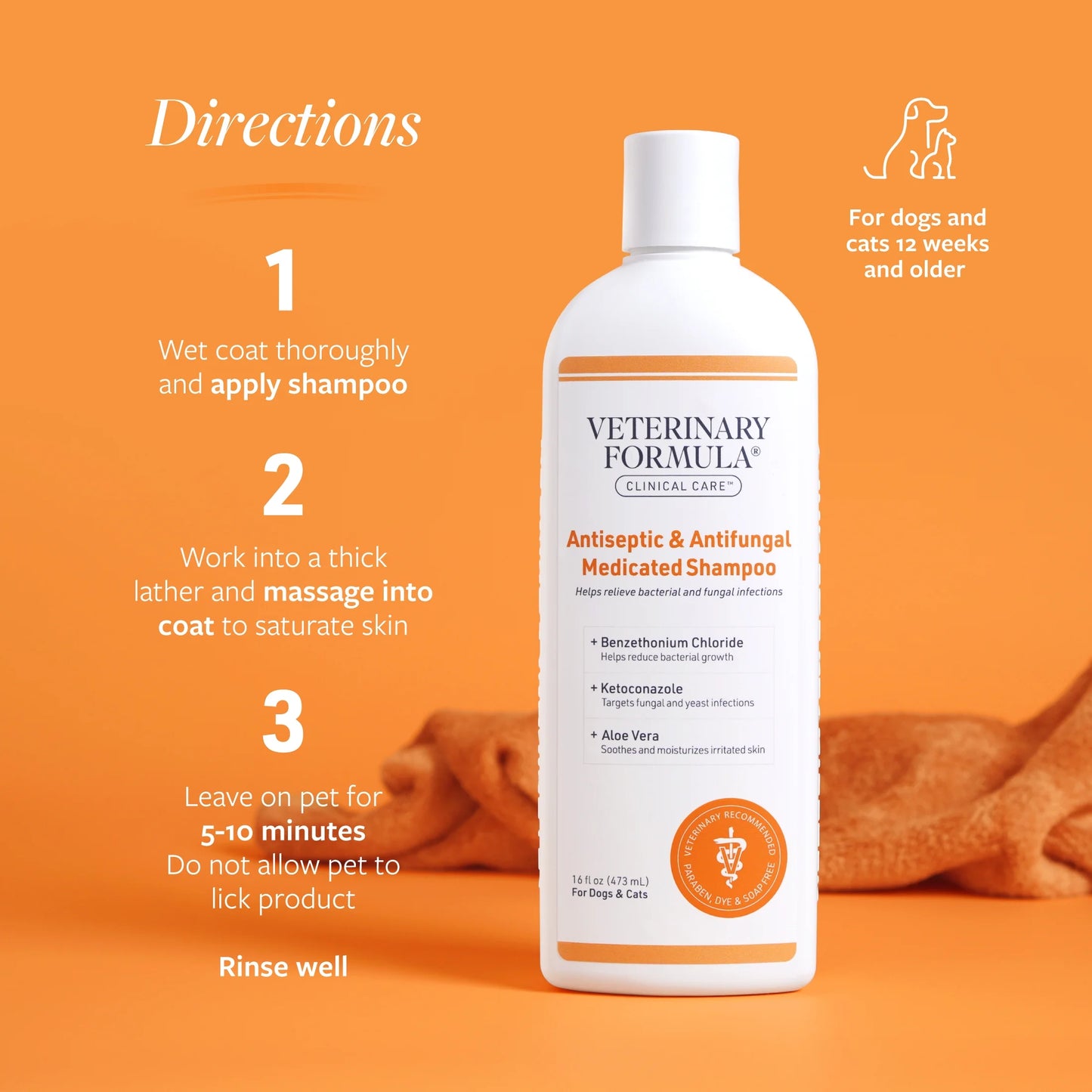 Clinical Care Antiseptic & Antifungal Shampoo for Dogs & Cats, 16 Oz.