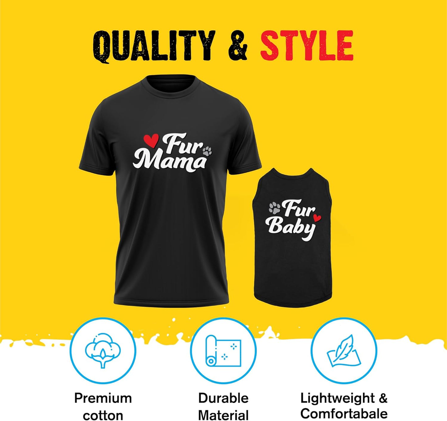 Dog and Owner Matching Clothes - Adorable Fur Mama Fur Baby Dog Matching Outfits with Owners - Soft Pet Clothes Black