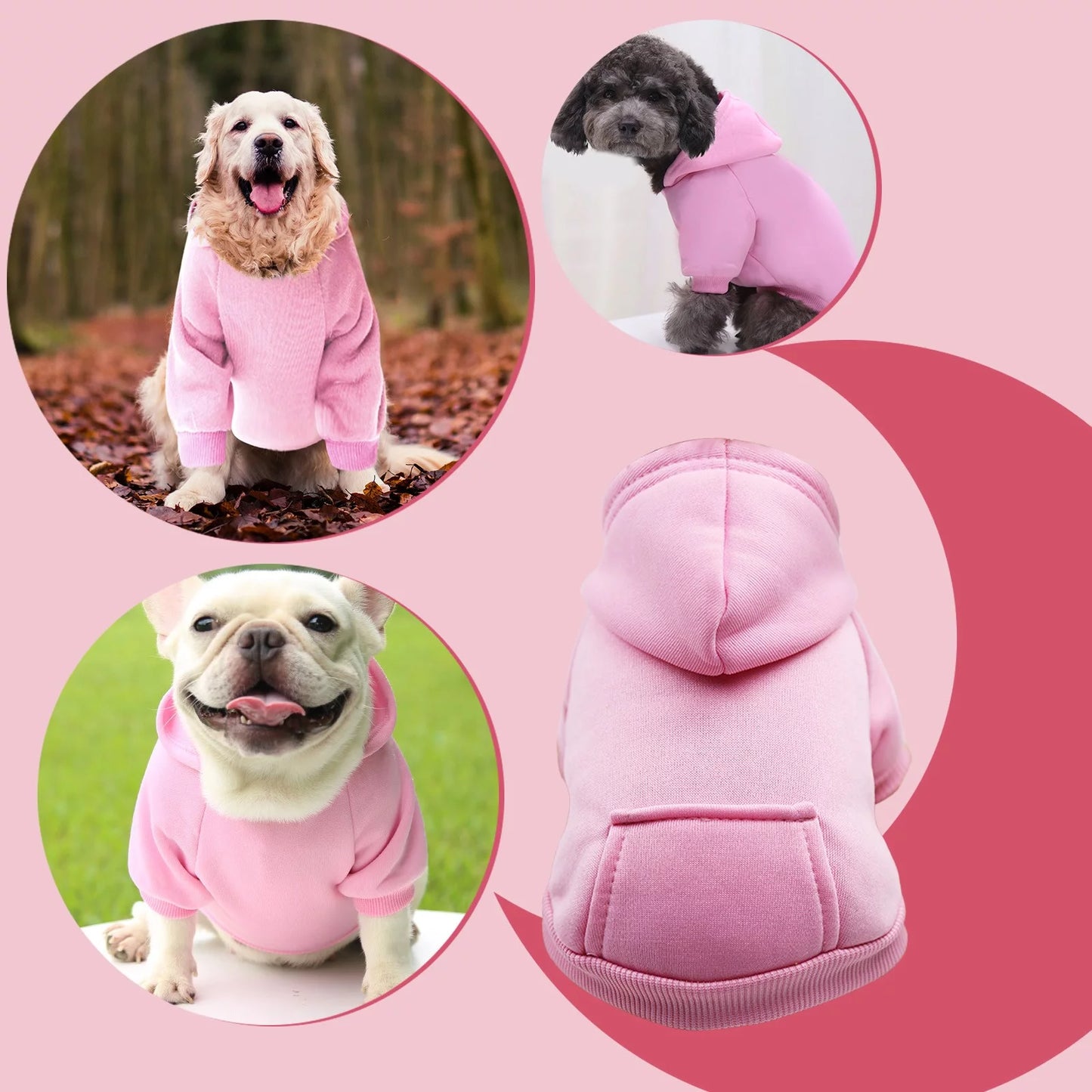 Dog Sweaters for Small Dogs, Dogs Puppy Sweater Boy for Small with Pocket Warm Dog Medium Hoodie Girl Fall Clothes Winter Fleece Pet Clothes Pink