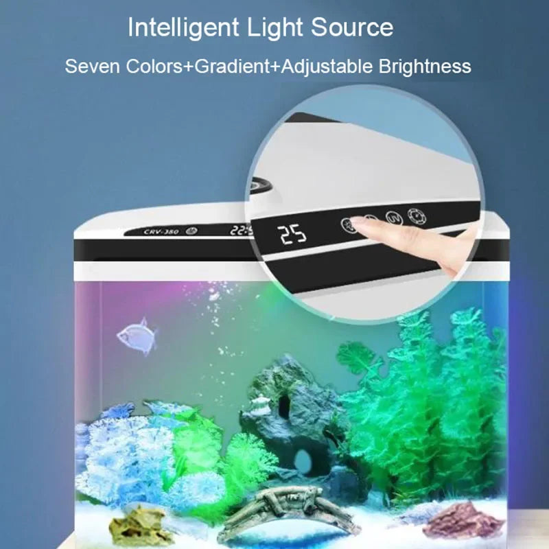 Intelligent Fish Tank with Water Pump Fish Lighting Heate Decorative Silent Mini Fish Tank for Tabletop Display Decoration