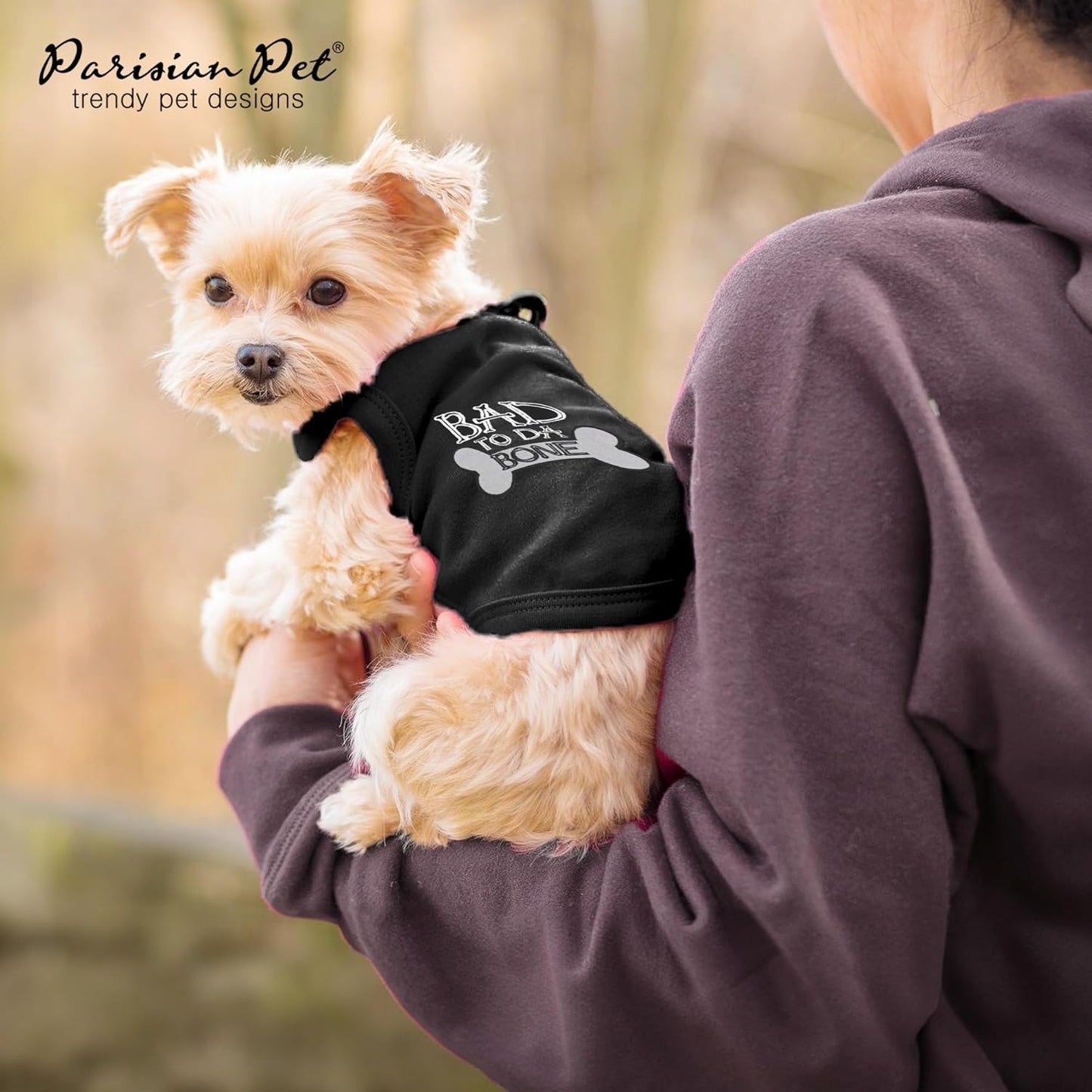 Dog T-Shirt - Embroidered Bad to Da Bone Dog Clothes - 100% Cotton, Sleeveless Pet Vest - Machine Washable Shirt for Small Dogs XS