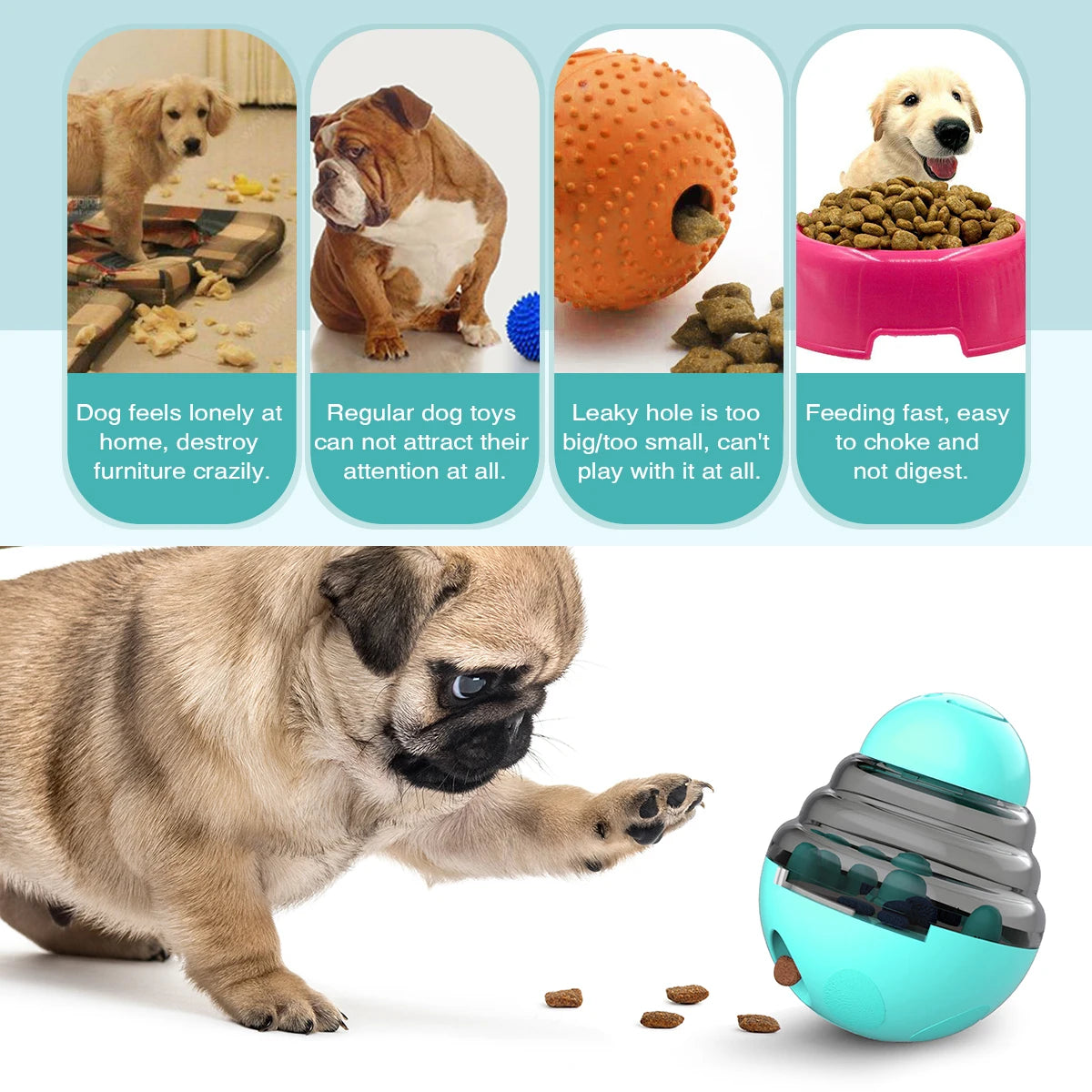 Slow Feeder Dog Toy for Small Dogs Cats Indoor Training Improve IQ Puppy Toys Tumbler Pet Interactive French Bulldog Supplies