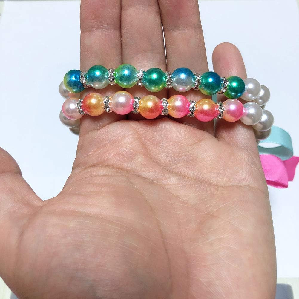 Ombre Pearls Dog Necklace Jewelry for Small Dogs Puppy - Bling Rhinestones Cat Wedding Collar - Chihuahua Yorkie Girl Clothes Costume Outfits Accessories (Ombre Pink, Size S)