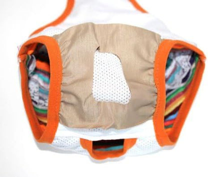 Striped Pet Dog Diaper with Suspenders Reusable Washable Stay on Female Girl for Small Dog Breeds (#14 Waist 14"- 17" Length 12" - 14")