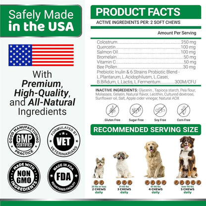 YUMA'S 2 Pack Dog Allergy Relief Chews Dog Itching Skin Relief Treatment Pills anti Itch for Dogs Itchy and Paw Licking Dry Skin & Hot Spots Omega 3 Fish Oil Skin & Coat Supplement