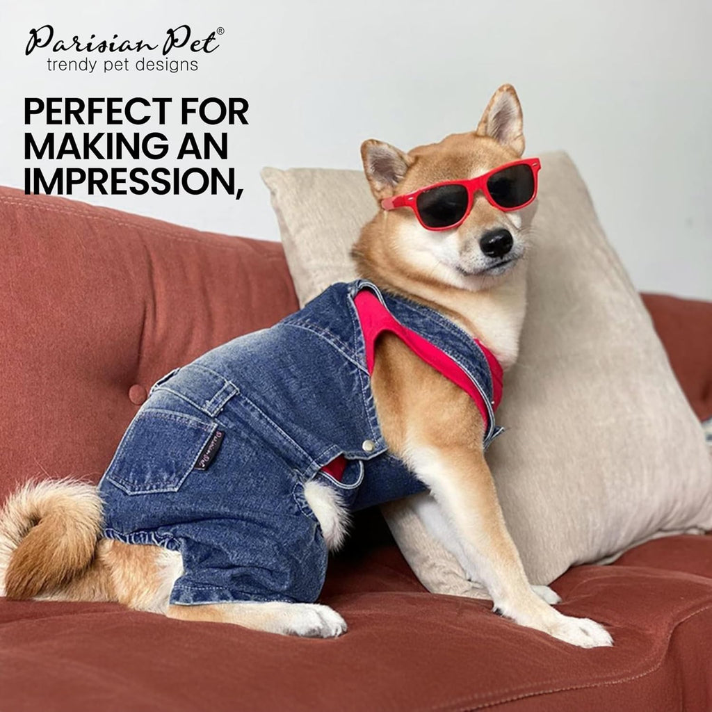 Denim Overall - Blue Dog Jeans Outfit - Breathable Puppy Jumpsuit Costumes - Machine Washable Overall for Dogs - Dog Clothes for Large Dogs - 2XL