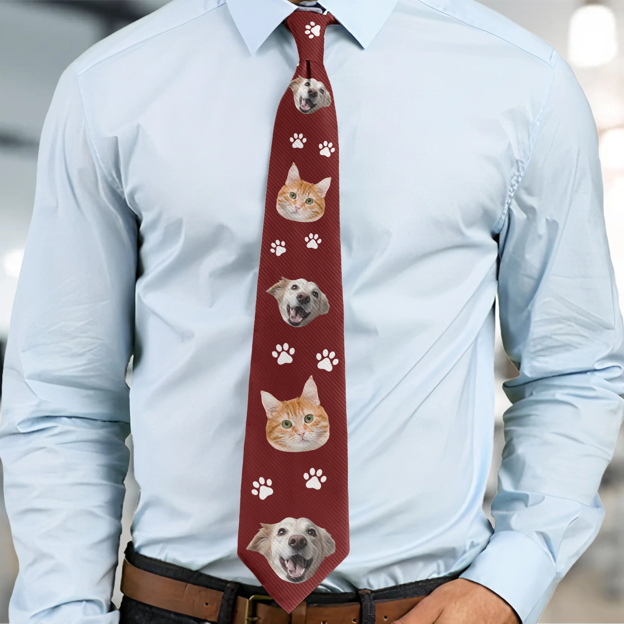 Gift for Pet Lover Dog Cat Face Custom Photo - Custom Photo Tie