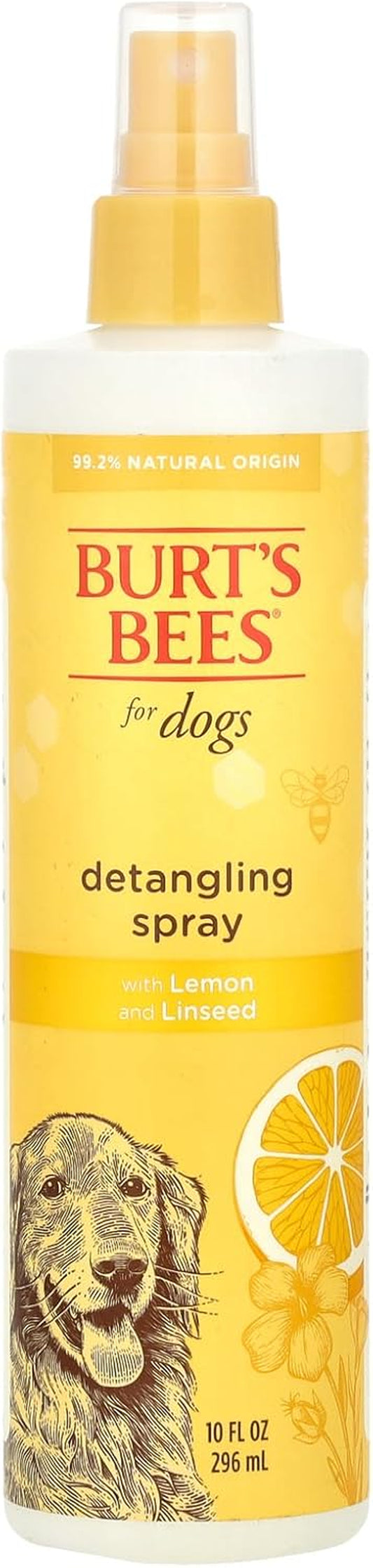 Detangling Spray for Dogs with Lemon and Linseed Oil, 99.7% Natural Origin Formulas, Waterless Canine Shampoo - Gentle Dry Cleanser for Pups 10 Oz