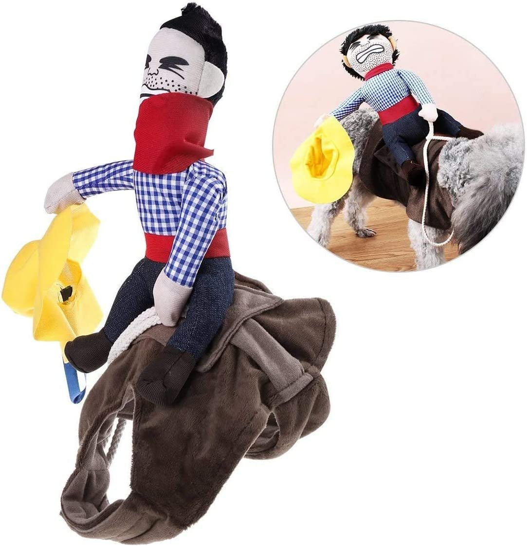 Pet Costume Dog Costume Clothes Pet Outfit Suit Cowboy Rider Style with Doll and Hat Pet Costume (S)