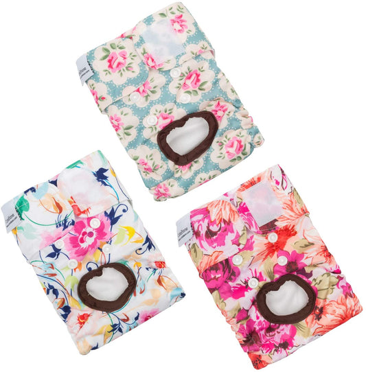 Dog Diapers Female Washable Small Medium Large 3 Pack Reusable Doggie Diapers Puppy Period Pants for Doggy Heat Cycle Peeing D14M