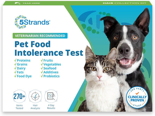 Pet Food Intolerance Test, at Home Sensitivity Test for Dogs & Cats, 270 Items, Hair Analysis, Accurate for All Ages & Breeds, Pet Gut Health, Fast 5 Day Results