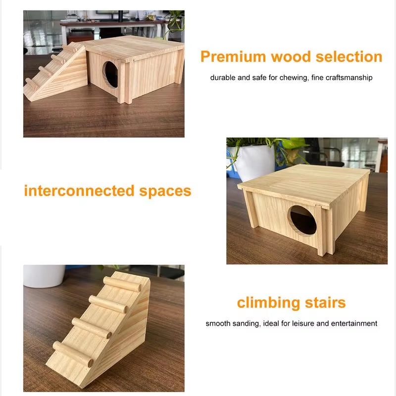Wooden Hamster Hiding House Pets House Accessories Hamster Hiding Corner House Cage Accessories for Hamster Syrian Hamsters
