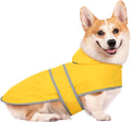 Dog Raincoats for Medium Dogs Waterproof Hooded Rain Jacket with Reflective Strips Leash Hole & Poncho Adjustable Fit (Yellow,M)