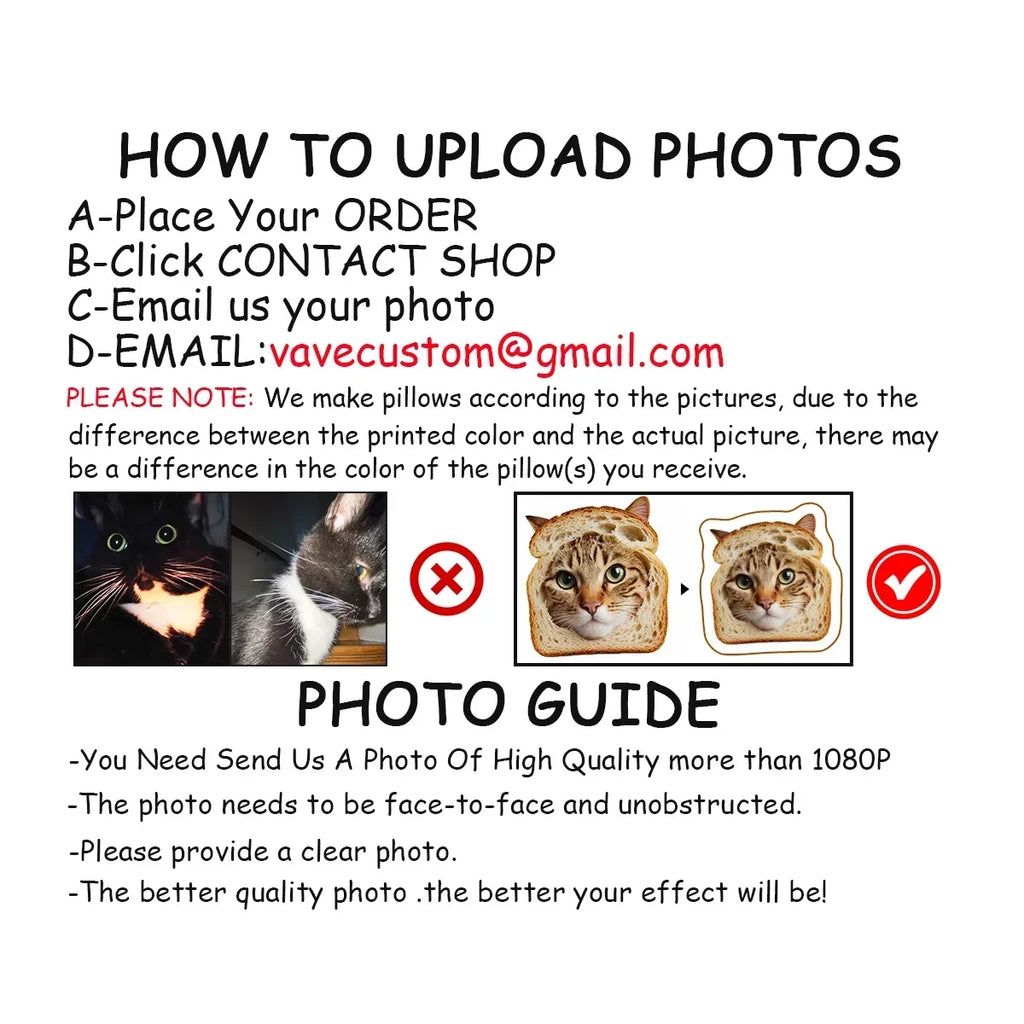 Custom Ugly Pillow for Friend or Pet, Funny Custom Dog Weird Pillow Case，Turn Cat into Pillow，Custom 3D Animal Shape Pillows